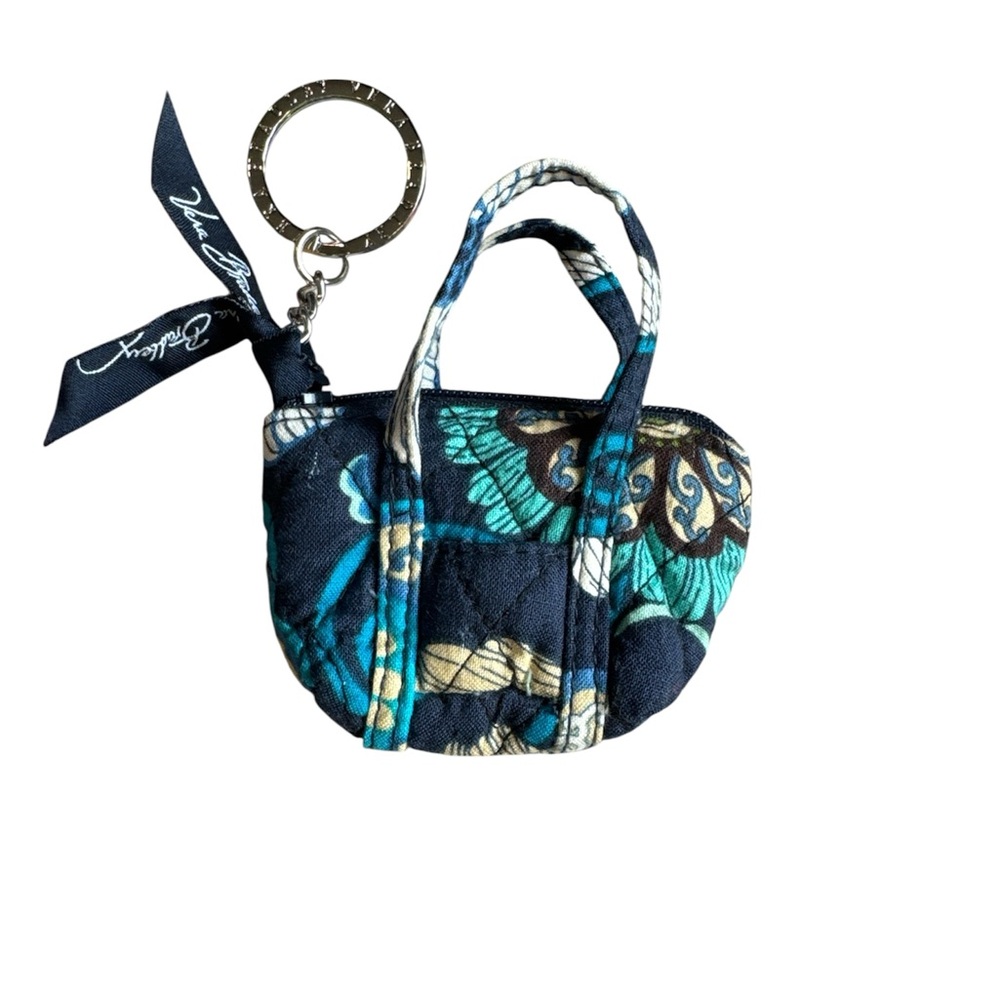 Vera Bradley Mini Purse Keychain in the retired "Mod Floral Blue"